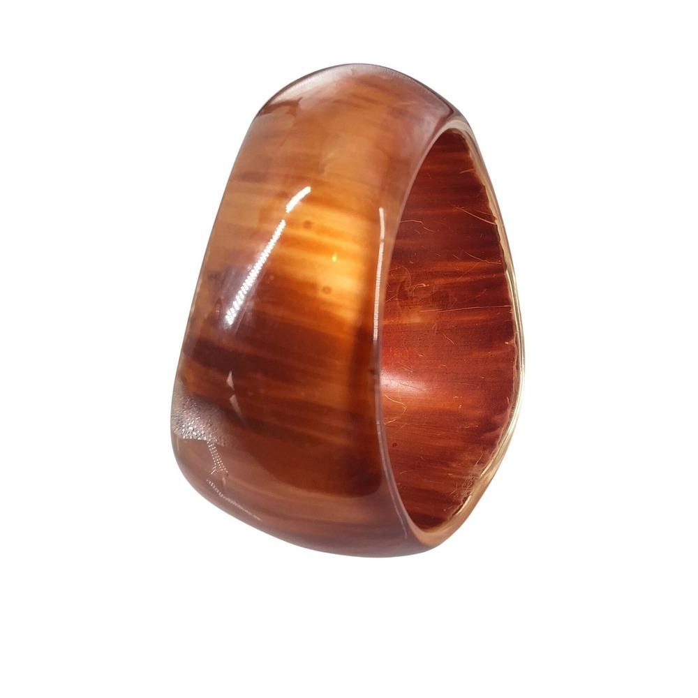 Vintage Lucite Root Beer Chunky Wave Bangle Bracelet Retro Statement Resin